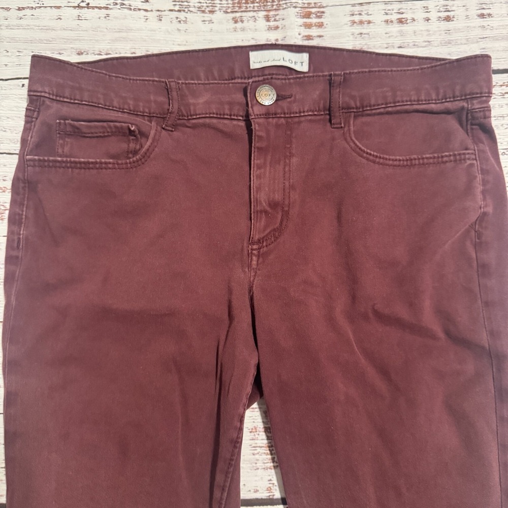 Ann Taylor Loft Curvy Straight Stretch Pants Maroon Women's Size 10 (Fits 32x23) - Picture 2 of 12